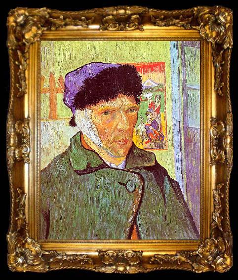 framed  Vincent Van Gogh Self Portrait With Bandaged Ear, ta009-2